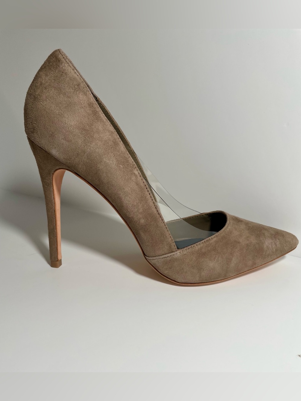 MARCIANO Leather Taupe Suede Pumps - Picture 2 of 16